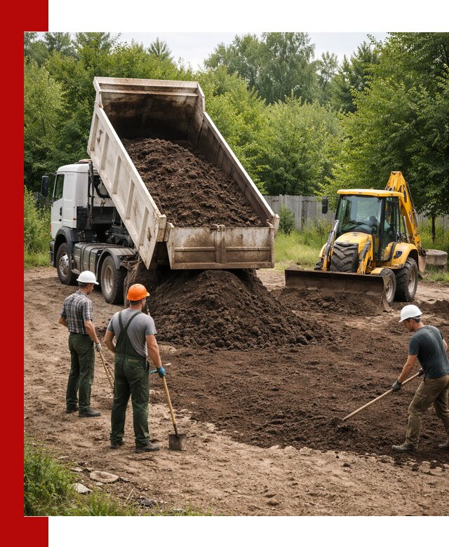 Доставка и укладка грунта для выравнивания участка в Алейске