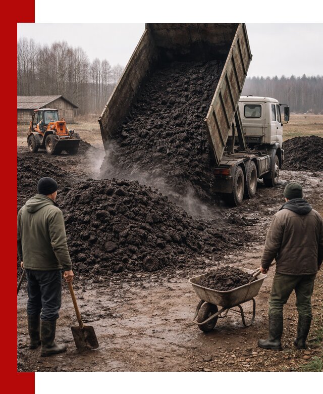 Доставка низинного торфа с разгрузкой и доставкой в Алейске