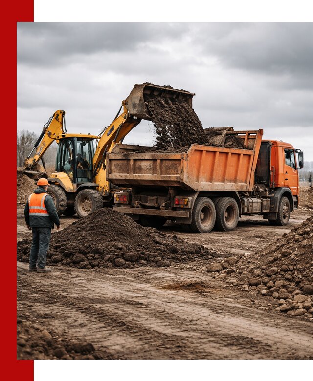 Вывоз грунта и строительного мусора в Алейске грузовыми самосвалами