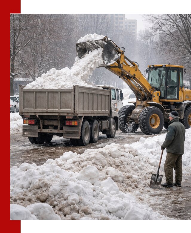 Вывоз снега грузовой техникой в Алейске оперативно и чисто