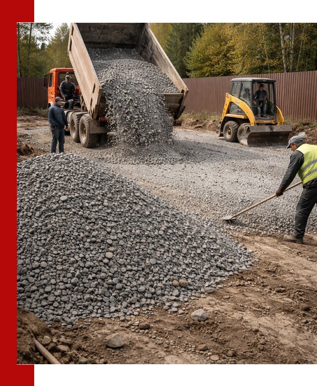 Отсыпка участка щебнем с доставкой и уплотнением в Алейске