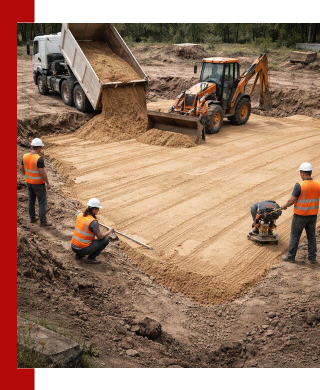 Устройство песчаной подушки для фундаментов и дорог в Алейске